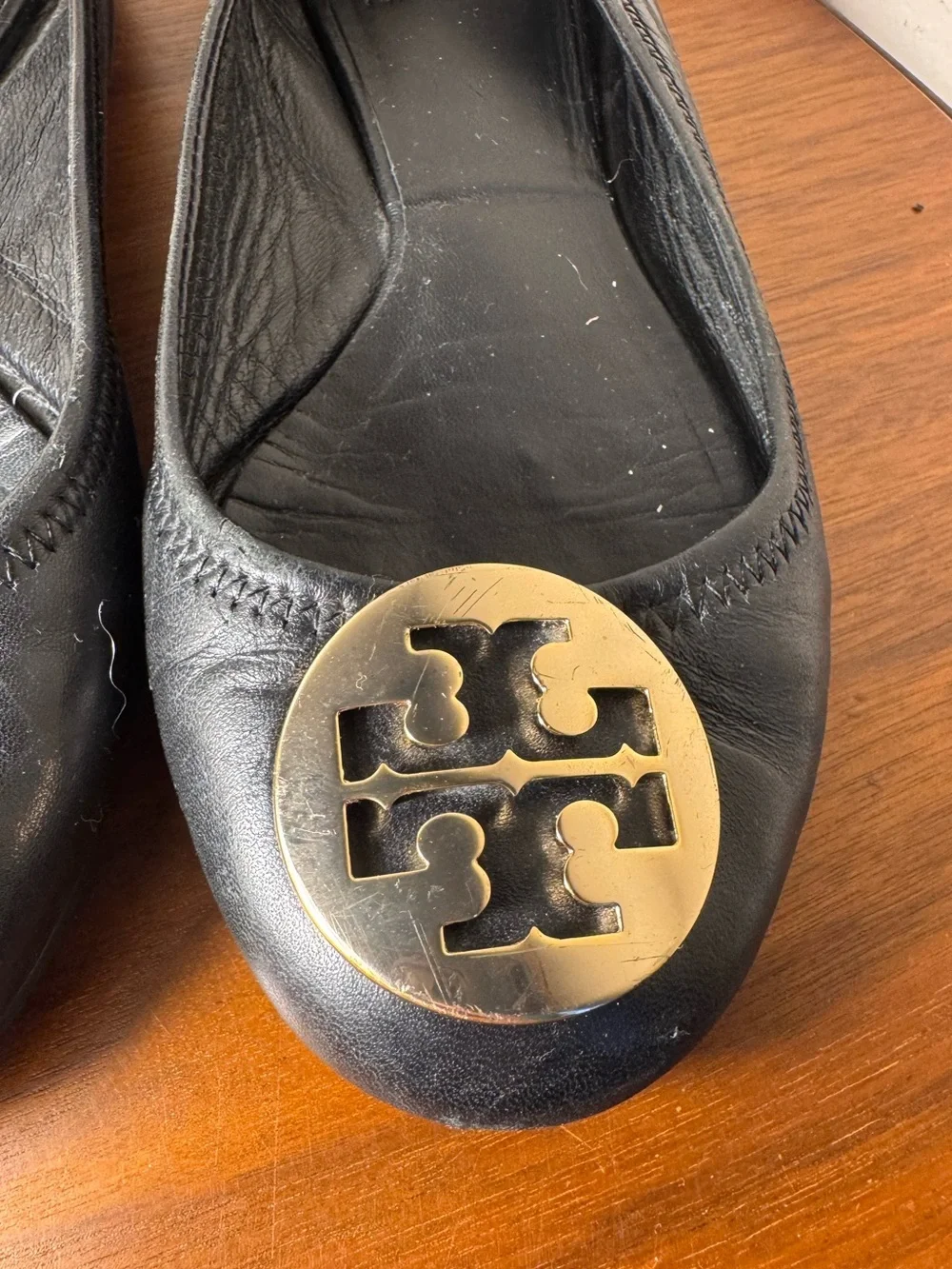 Tory Burch Black Leather Ballet Flats Size 7